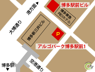 アルゴパーク博多駅前1（有料駐車場）の地図